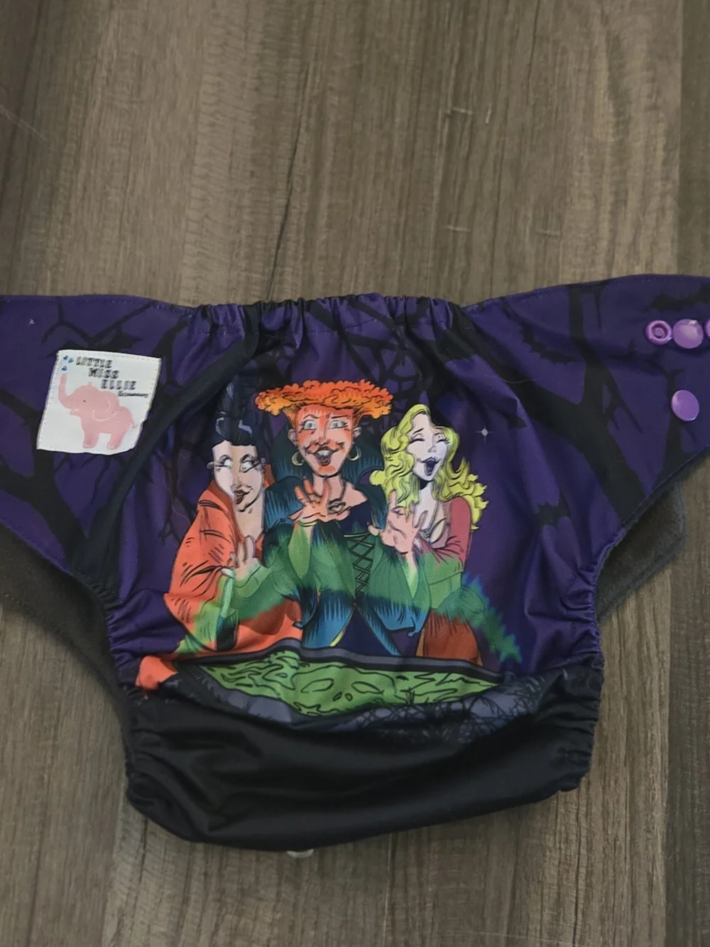 Purple Kids Swim Diaper Cover with 'I Put a Spell On You' Print
